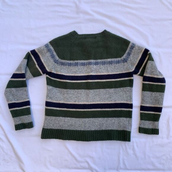 American Eagle 100% Lambswool Women’s Sweater Med Small Green Crew Neck Striped - Picture 9 of 9